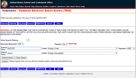 TESS WORD AND/OR DESIGN SEARCH
