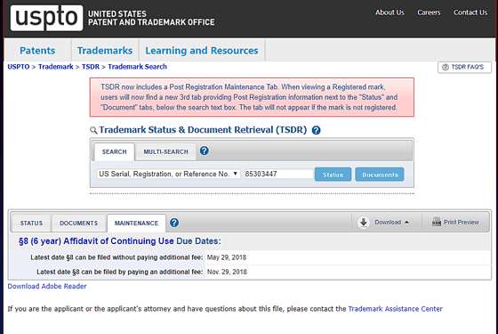 TSDR MAINTENANCE